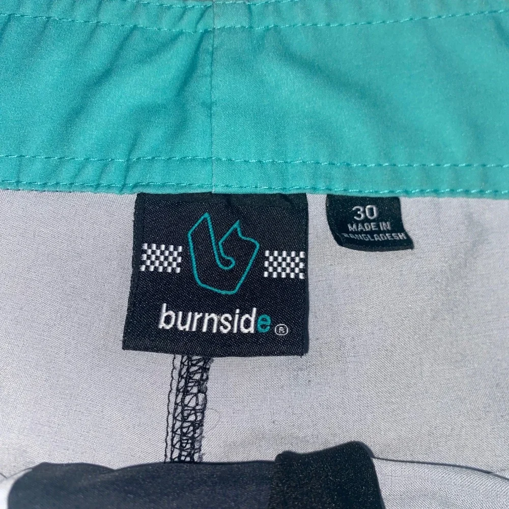 Burnside Mens Board Shorts‎ Size 30 Navy Teal Colorblock Swim Trunks 2864